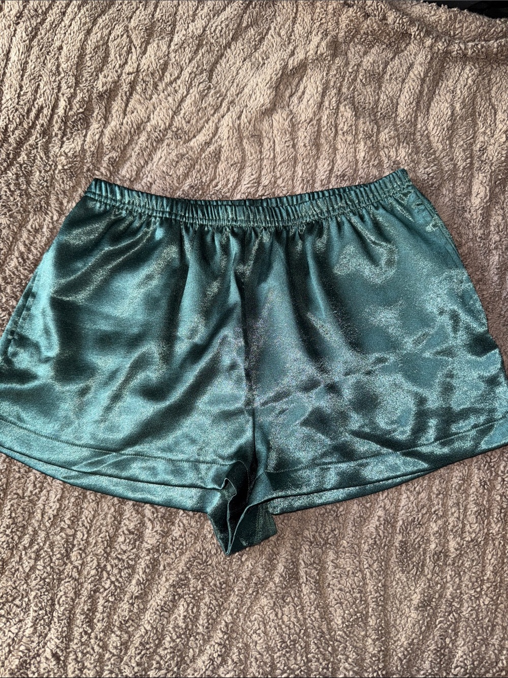 Double Zero Satin Teal-Green Lounge Shorts
